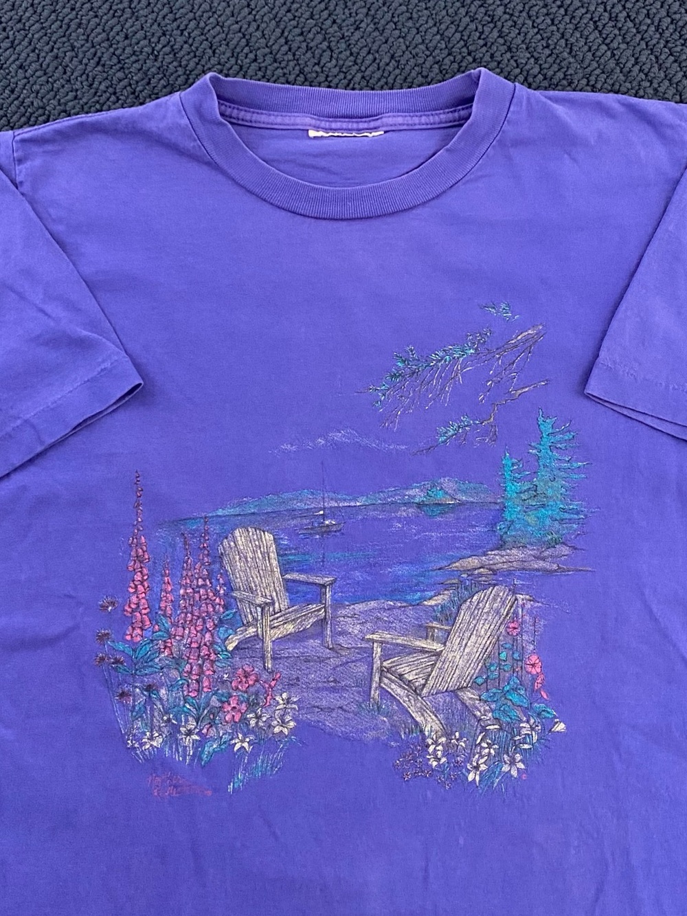 Vintage 90s Cabin Core Purple Tee Shirt